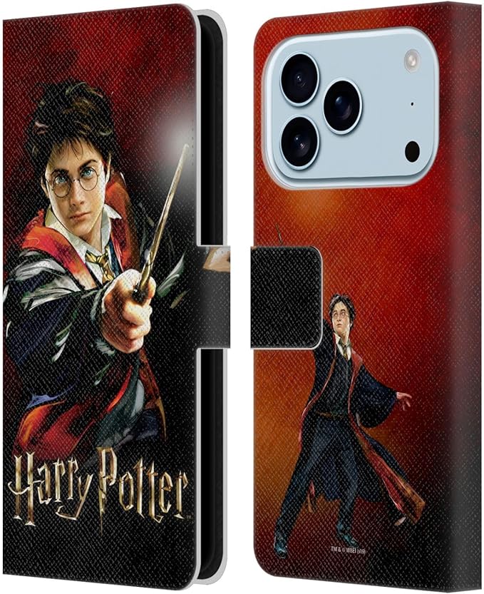 Head Case Designs Officially Licensed Harry Potter Harry Portrait Prisoner of Azkaban II Leather Wallet Case Compatible with Apple iPhone 17 Pro