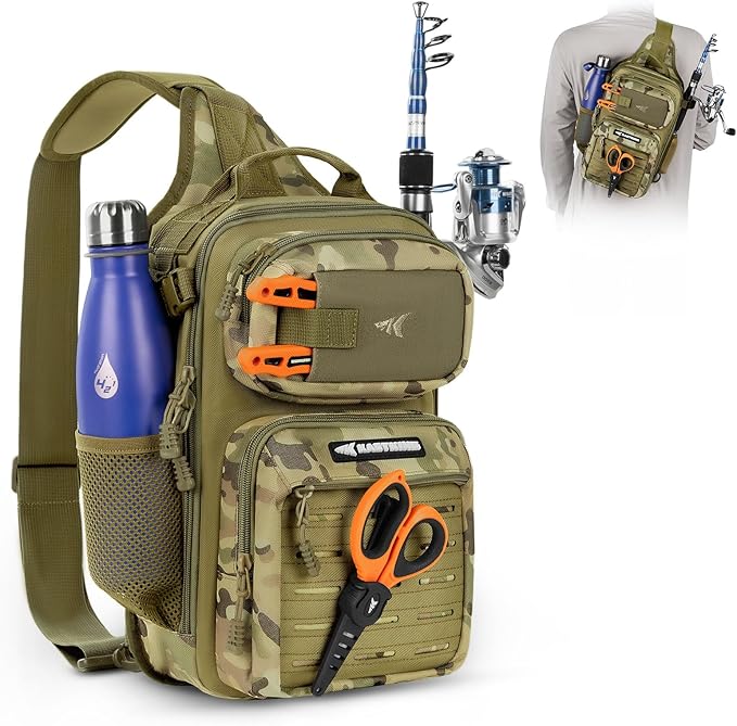 KastKing BlowBak Tactical Sling Tackle Bag-Lightweight Fishing Backpack Storge Fishing Gear and Equipment,Gift for Men