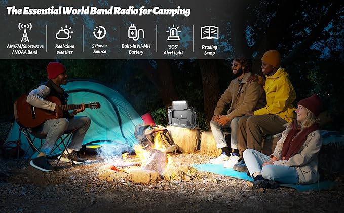 Kaito KA500 5-way Powered Emergency AM/FM/SW NOAA Weather Alert Radio with Solar,Dynamo Crank,Flashlight and Reading Lamp, Color Black