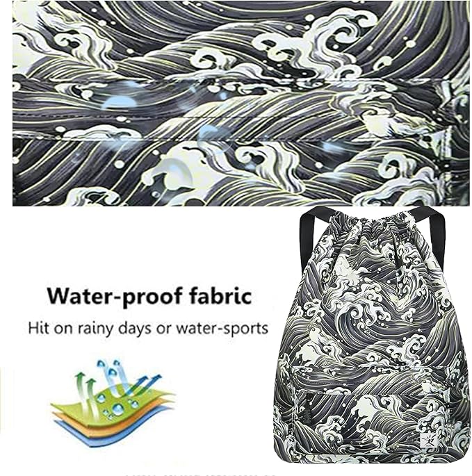 Waterproof Drawstring Bag, Gym Bag Sackpack Sports Beach Backpack for Men Women
