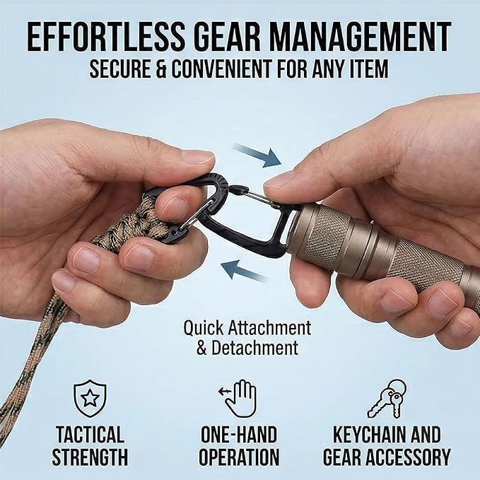 3-Pack Tactical Paracord Carabiner Keychain – Adjustable Rope Lanyard with Triangle Clip for Outdoor Survival, Camping, Hiking, EDC & Fishing Gear Accessories