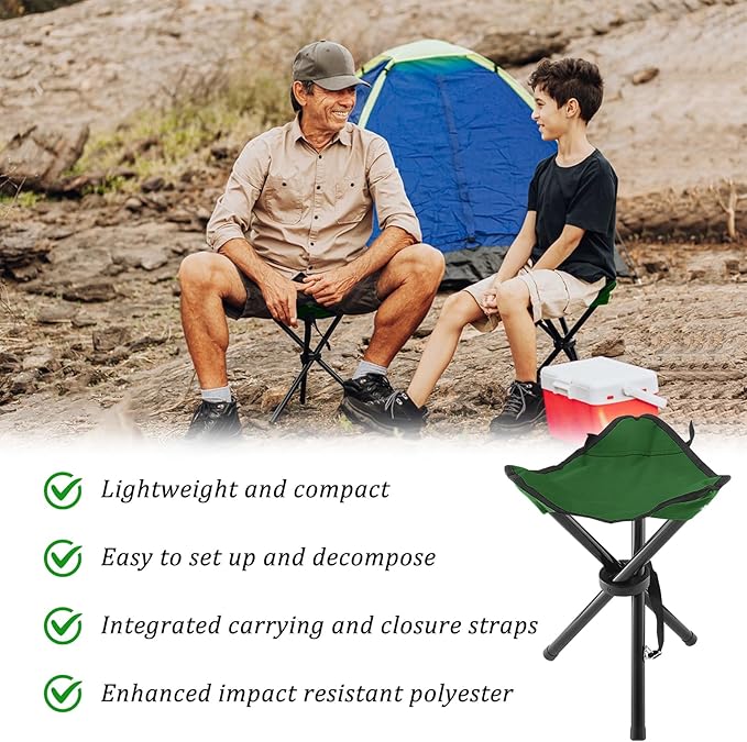 Folding Camping Stool,Portable Travel Outdoor Tripod Seat,Green Folding Camping Chairs for Camping Party Mountaineering Picnic Beach Garden Lawn