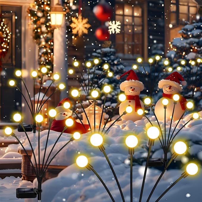 ZFNN Solar Firefly Lights 16 LED Swaying Outdoor Waterproof Decorative Lights for Yard Patio Pathway Lawn Decorations (2 Pack, 8 Heads)