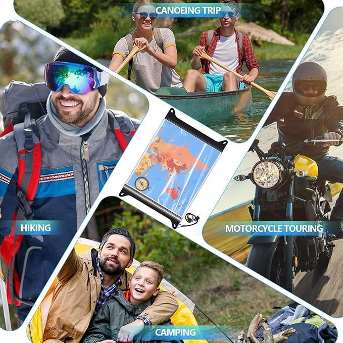 Waterproof Map Case TPU Guide Map Case Holder with Clear Window 13 x 11 Inch Waterproof Bag Pouch Marine Dry Bags Outdoor Document Holder for Hiking Kayaking Marine Travel