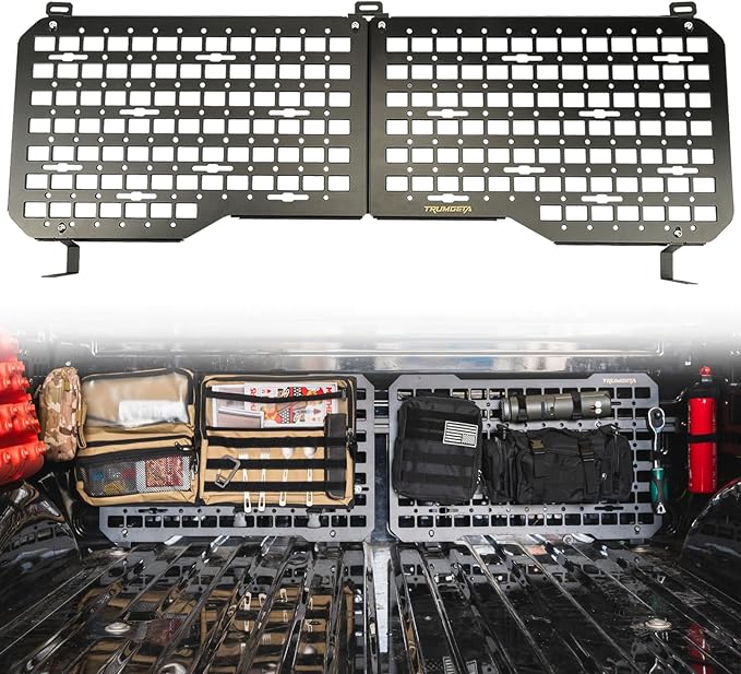 Trumgeta Front Bed MOLLE Panel Fit for 2024 2025 2026 Toyota Tacoma, Heavy-Duty Aluminum Truck Storage Organizer System for Camping, No-Drill Installation