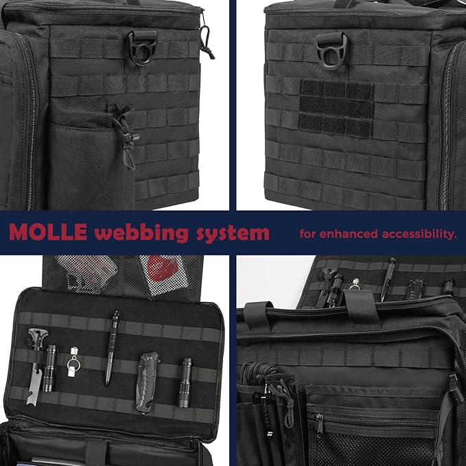SCAVATA Patrol Bag Law Enforcement, Police Gear Car Front Seat Vehicle Organizer Bags with MOLLE System (Black)