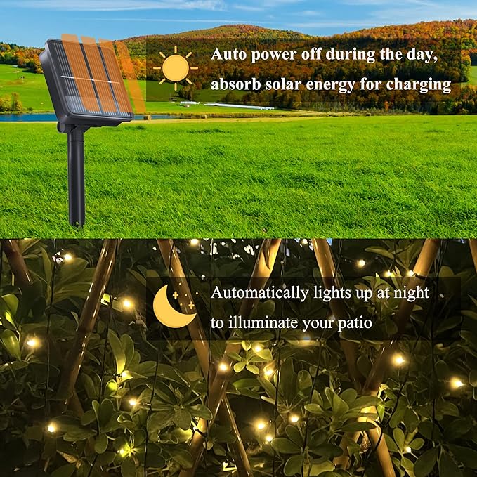 Selarlyt 2 Pack 200LED Solar Christmas Lights Outdoor, 72FT Solar String Lights with 8 Lighting Modes, IP65 Waterproof Solar Lights Outdoor for Xmas Garden Party Tree Decor, Warm White