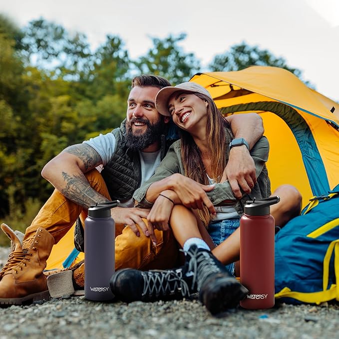40oz Insulated Water Bottle (Cold for 48 Hrs),BPA Free&Leak Proof,Stainless Steel Water Flask,Water Jug with Straw Spout Lids for Gym,Hiking,Travel,Red