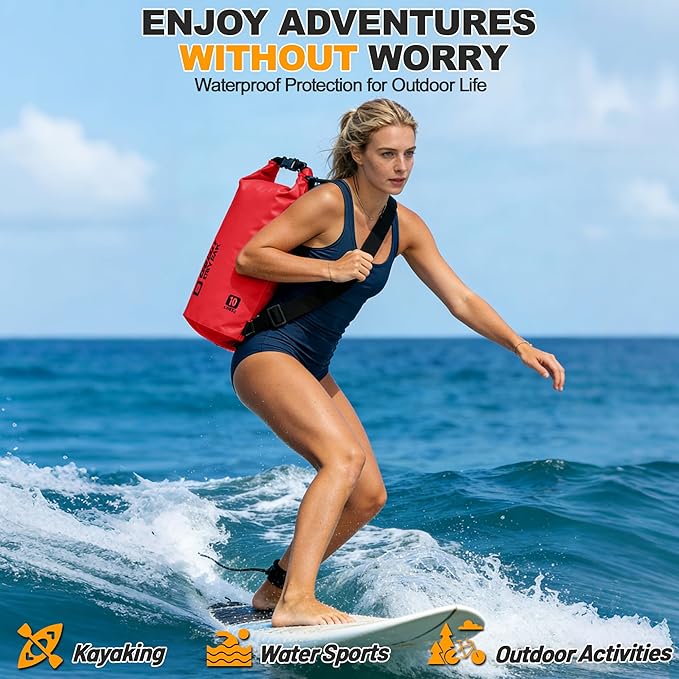 Waterproof Dry Bag, 5L/10L/20L/30L/40L Roll Top Lightweight Storage Backpack with Phone Case for Women & Men, Floating Waterproof Sack for Travel, Swimming, Kayaking, Paddle Board, Camping & Beach