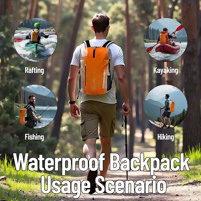 Waterproof Dry Bag Heavy Duty Marine Dry Bags for Kayaking Hiking Orange Gray Abstract Art Painting Backpack Roll-Top Closure Bag - Backpack Waterproof Phone Case 35L/55L/85L