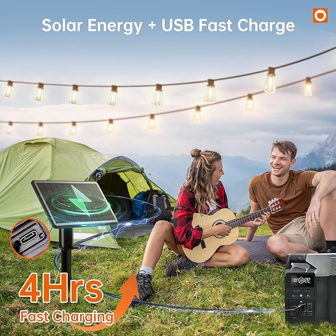 addlon 35FT Solar String Lights Outdoor, IP54 Waterproof Solar Powered with Remote & USB Port, 10+1 LED Shatterproof Bulbs, Dimmable Solar Light Outdoor for Camping Backyard Bistro Porch