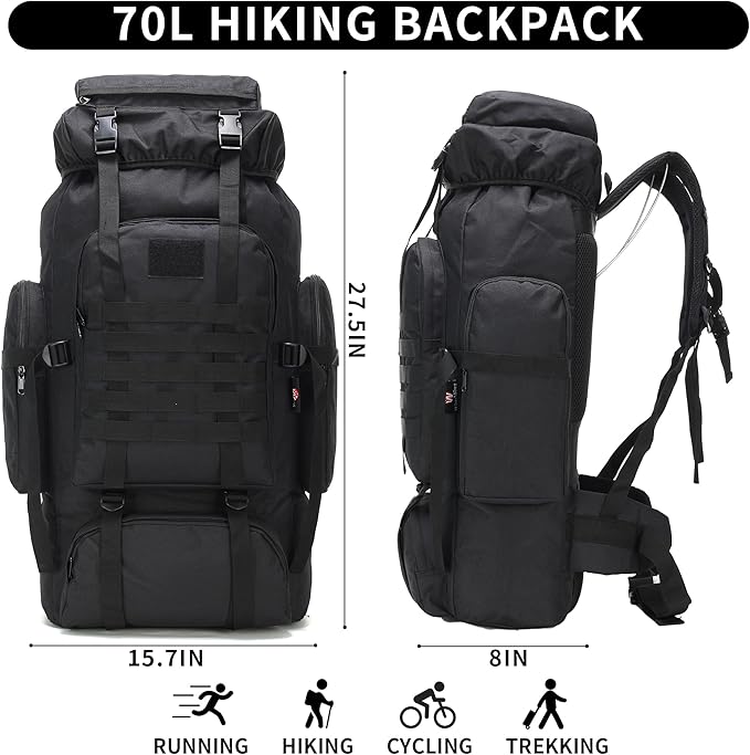 Hiking Backpack for Men 70L/100L Camping Backpack Military Rucksack Molle 3 Days Assault Pack for Climbing | Camping Backpack, 3 Days Assault Pack, for Climbing