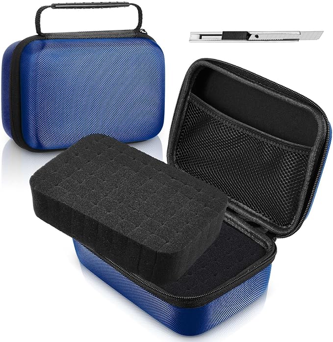 Relaxweex EVA Hard Case with Customizable Foam 7.1 x 4.7 x 3.1 Inch Protective EVA Carrying Case Shockproof Outdoor for Camera, Digital Products, Electronic Instruments with Knife, Blue