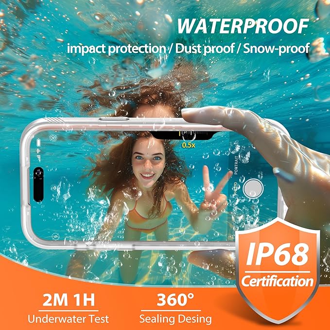 SPORTLINK for iPhone 17 Pro Max Case, IP68 Waterproof Military Protective Full Body Heavy Duty Shockproof 360 Sealed Dustproof with Screen Protector Cover for i Phone 17 Pro Max 6.9" Mag/Frosted Clear