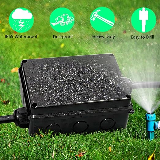 Junction Box, Reserved Holes Electrical Boxes Waterproof IP65 ABS Plastic Electrical Power Cord Enclosure Project Box Black 10 x 7.9 x 3.1 inch(255x200x80mm)