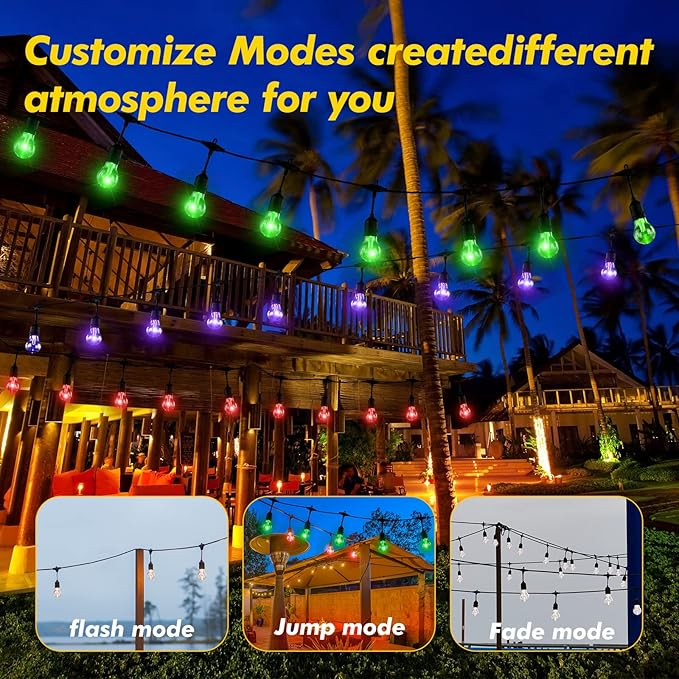 96FT Solar Outdoor String Lights with Remote, 30 Shatterproof Edison Bulbs, Dimmable Color Changing Commercial Patio Lights for Cafe, Yard, Garden, Bistro