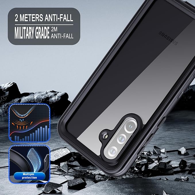for Samsung Galaxy A37/A36 5G Case, IP68 Waterproof Shockproof Case, [Built-in Screen Protector] Military Dropproof Full Body Heavy Duty Rugged Phone Case for A37/A36 5G - Black/Clear
