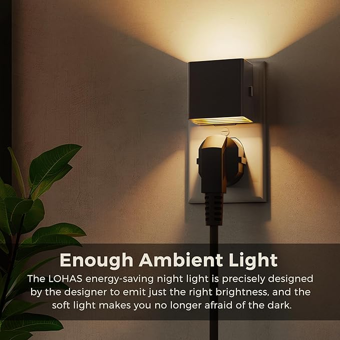 L LOHAS LED Night Light,Night Lights Plug into Wall,[2-Pack] Dusk to Dawn Sensor,Brightness Adjustable,3000K Soft White,Plug in Nightlight for Adults Bathroom Hallway Kitchen