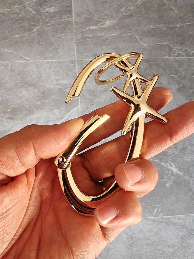 Y2K Cute Star Carabiner Keychain Cool Belt Loop Clip Starlight Heavy Duty Carabiner Clasp Snap Hook Holder Key Buckle