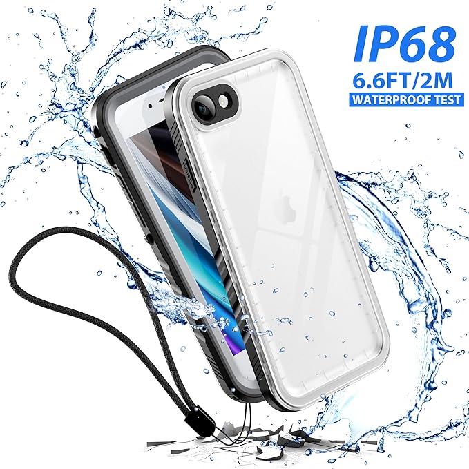 SPORTLINK Waterproof Case for iPhone SE 3rd 2022/iPhone SE 2nd 2020/iPhone 7/8 - Full Body Shockproof Dustproof Phone Screen Protector Rugged Waterproof Case for iPhone SE3/SE2/7/8 Clear