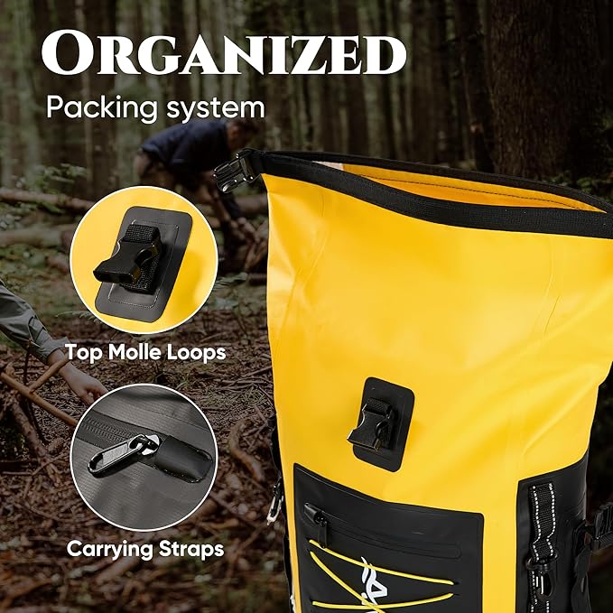 Waterproof Backpack Dry Bag with bungee cord Yellow