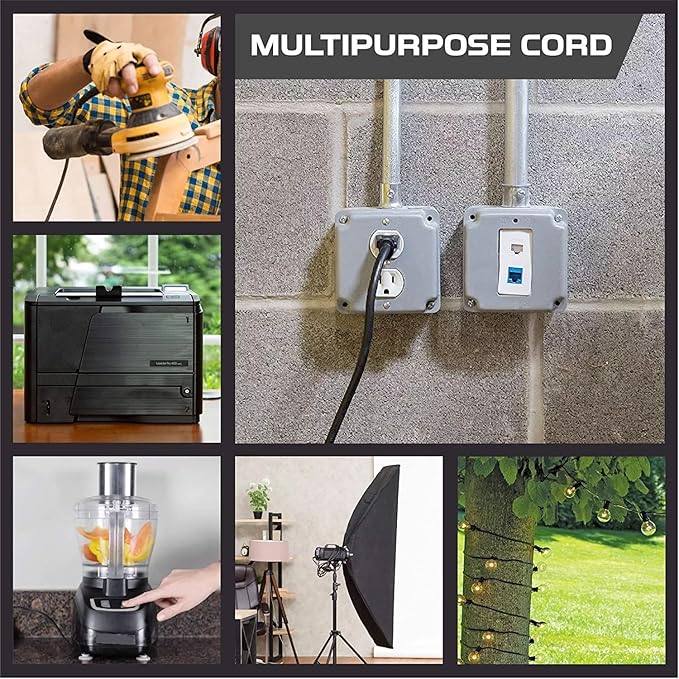 Outdoor Extension Cord Waterproof 100 FT, Black 14/3 SJTW Heavy Duty, Flexible 100% Copper 3 Prong Extension Cord for Lawn, Garage,UL Listed