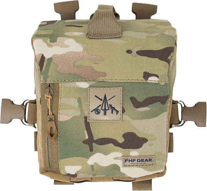 FHF Gear FOB Bino Pouch – Magnetic Binocular Case with MOLLE, Fleece Lining & Wind Indicator Storage for Hunting & Field Use