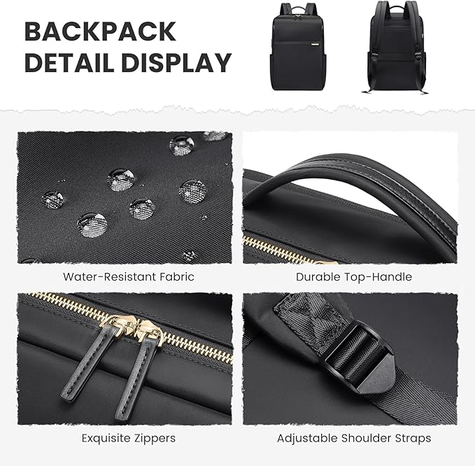 Laptop Backpack for Women, Work Business Traval Computer Backpacks with Laptop Compartment Waterproof Casual Daypack for Travel College,16Inch,Black