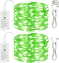 HXWEIYE Rechargeable Fairy Lights Battery Operated, DIY Timer & 8 Modes, 2 Pack 16FT 50LED Twinkle String Lights Indoor, Led mini Lights for Bedroom Wedding Dorm Christmas Tree Decor (Green)