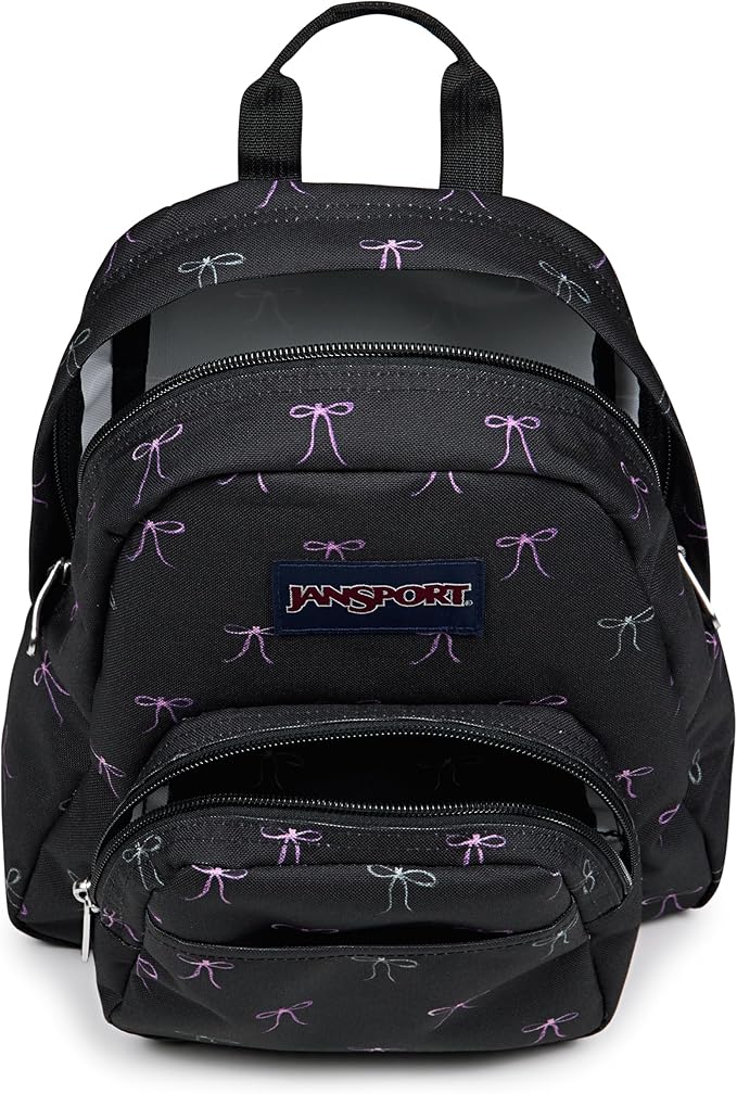 JanSport Half Pint Mini Backpack, 10.2 L - Durable Mini Bag Purse with Adjustable Shoulder Straps, Single Main Compartment, Zippered Stash Pocket, Bad Bows