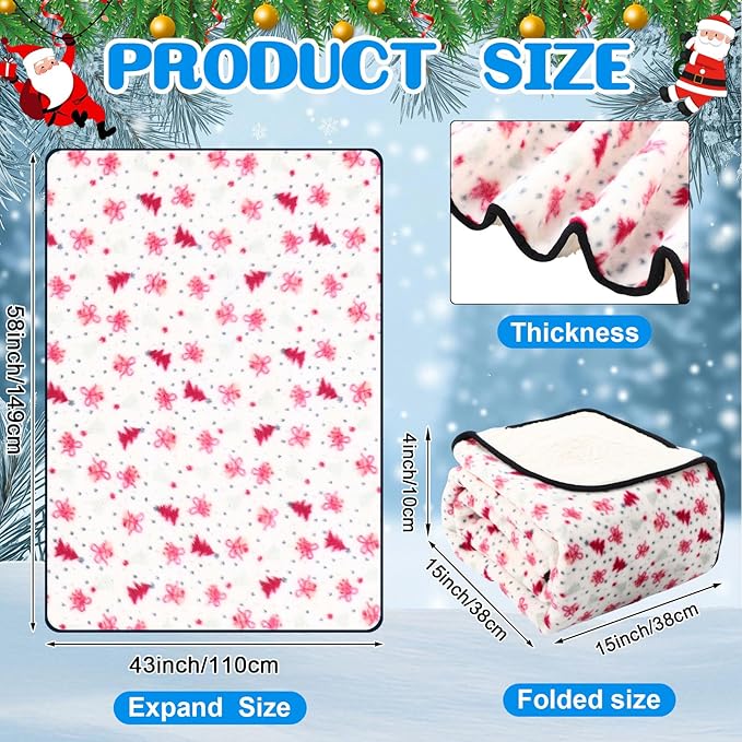 Riakrum 12V Car Heated Blanket for Cold with 2 or 3 Heating Levels 58 x 43 Emergency Winter Adjustable Temperature Electric Blanket Throw Gift Plugs in Car RV Truck SUV(Pink and White,Bell)