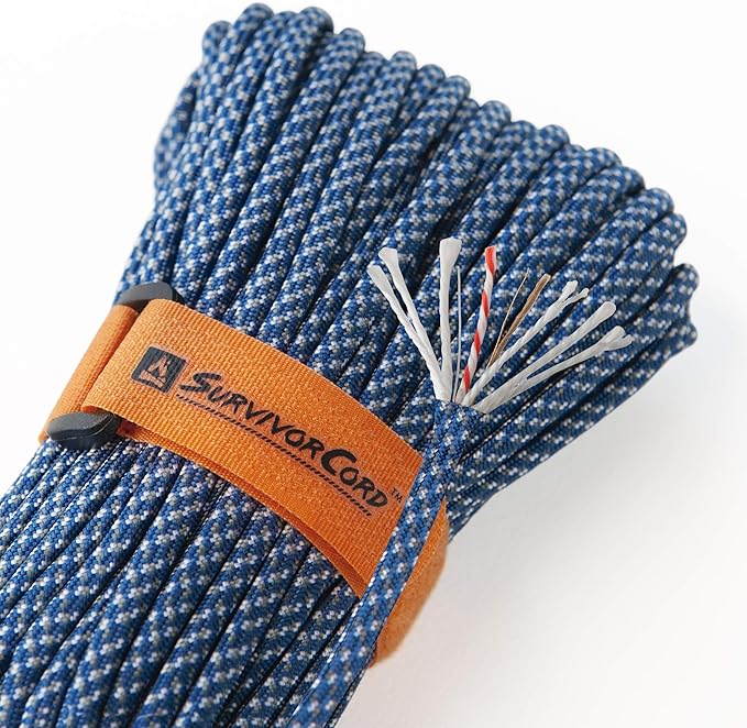 TITAN Survival Patented Paracord 550 - 25ft, 100ft, 500ft & Color Options - 620LB Strength Survival Paracord Military Spec with 3 Strands - Heavy Duty Hank Cord for Camping & Outdoors with Firestarter