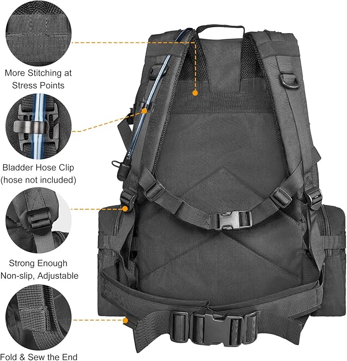 CVLIFE Tactical Backpack Military Army Rucksack 60L Large Assault Pack Detachable Molle Bag