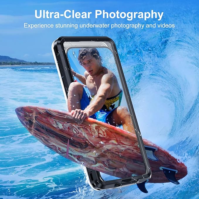 Beasyjoy Waterproof Phone Case, Underwater Snorkeling Diving Phone Case, Universal Self-Check Water Proof Case Up to 6.9 Inch for iPhone 17/16/15/14/13/12 and Samsung S24/S23/S22/Google Series - Black