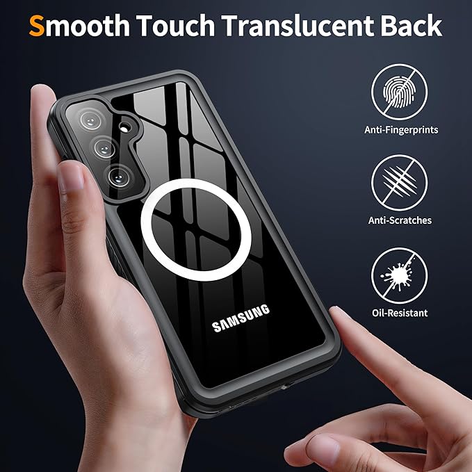 ANTSHARE Magnetic for Samsung Galaxy S25 FE Case, Waterproof with Built in Screen Protector & Camera Protection, [Compatible with MagSafe] [IP68 Underwater], Full Body Rugged Phone Case 6.7'' - Black