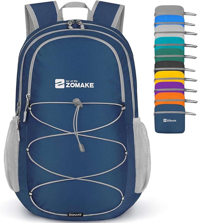 ZOMAKE Lightweight Packable Backpack 28L, Foldable Backpacks Water Resistant Collapsible Day Bag Light Daypack for Hiking