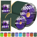 TECEUM Reflective Paracord Rope 1000 – 1000ft/200ft/100ft/50ft – 40+ Colors – Glow in The Dark – para Cord – Utility Rope for Survival, Hunting & Camping Gear – Nylon String, Camping Rope, Tent Cord