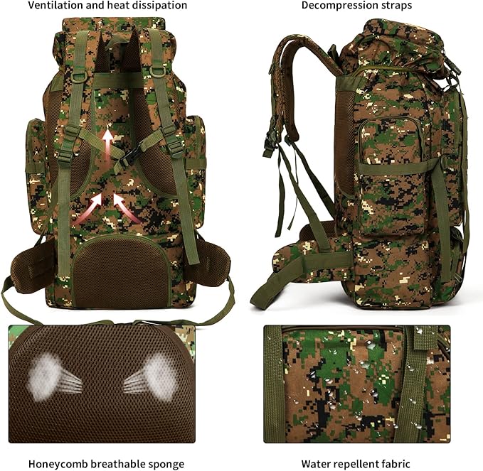 Hiking Backpack for Men 70L/100L Camping Backpack Military Rucksack Molle 3 Days Assault Pack for Climbing | Camping Backpack, 3 Days Assault Pack, for Climbing