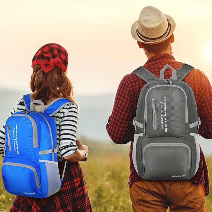 ZOMAKE Lightweight Packable Backpack, 35L Light Foldable Hiking Backpacks Water Resistant Collapsible Daypack for Travel(Dark Blue)