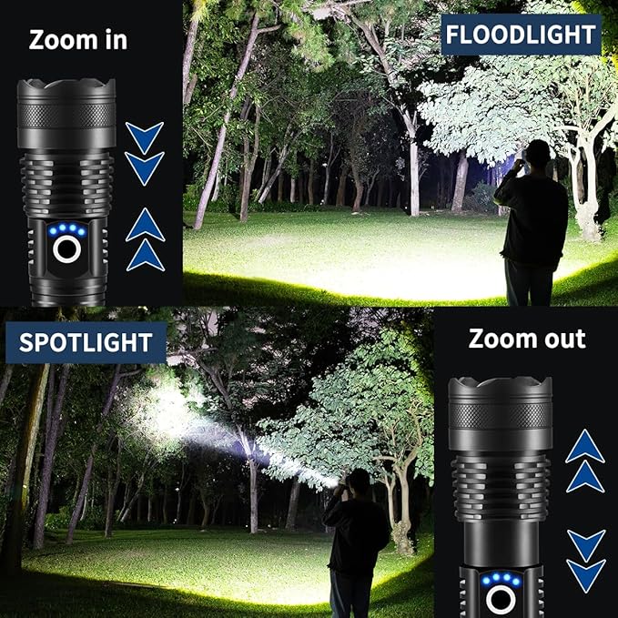 LNRYY Flashlights High Lumens Rechargeable, 2Pack Rechargeable Flashlights, Super Bright Flashlight, 5Mode Tactical Flashlights High Lumens, LED Flashlight High Powered, Waterproof Flash Light LED