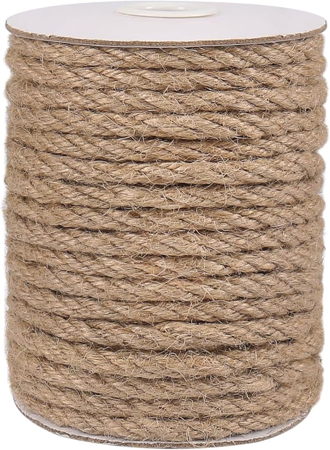 Vivifying 6mm Jute Rope, 50 Feet Strong Natural Jute Twine for Crafts, Cat Scratching Post, Garden Plants, Bundling and Hanging (Brown)