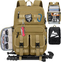 RAINSMORE Camera Bag Backpack for DSLR/SLR/Mirrorless Camera Bags for Photographers 15.6 Inch Waterproof Tactical Photography Backpack Case with Rain Cover & Tripod Holder, Khaki