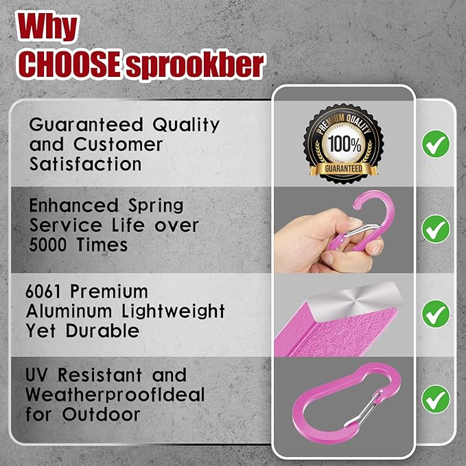sprookber 2" Small Carabiner Clip, D Ring Caribeener, Spring Snap Hook for Keychain Multipurpose, Set of 20