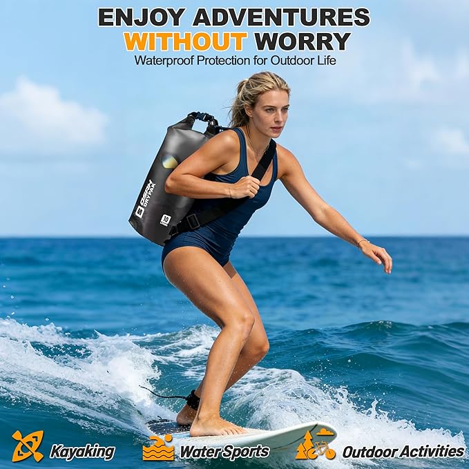 Waterproof Dry Bag, 5L/10L/20L/30L/40L Roll Top Lightweight Storage Backpack with Phone Case for Women & Men, Floating Waterproof Sack for Travel, Swimming, Kayaking, Paddle Board, Camping & Beach