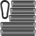 150 Pack 2.36" M6 Spring Snap Hook Carabiners - Heavy Duty Galvanized Steel Keychain Clips for Hammock, Swing, Camping, Hiking & Outdoor Gear (Black)