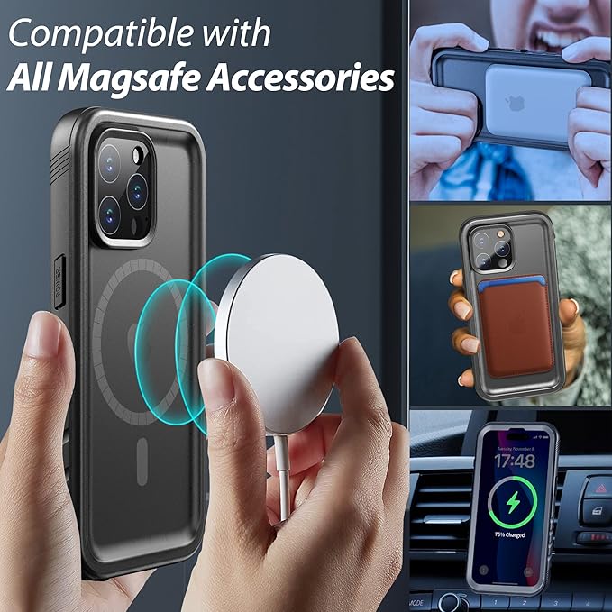 SPORTLINK for iPhone 15 Pro Case - IP68 Waterproof Military Protective Full Body Heavy Duty Shockproof 360 Sealed Dustproof with Camera Screen Protector Phone Cover for i Phone 15 Pro 6.1" Mag/Black