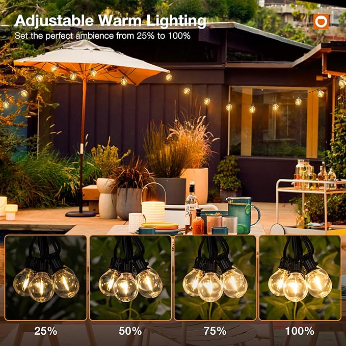addlon 100FT Outdoor String Lights G40 with Remote Control, Dimmable Patio Globe LED Lights Waterproof Shatterproof, Hanging Outside Lighting for Backyard, Garden, Deck, Balcony, Porch, Café, Bristo