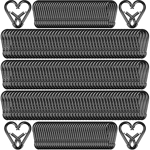 200 Pack 1.57" Heavy Duty Carabiner Clips, M4 Black Galvanized Steel Spring Snap Hooks, Rust-Resistant Keychain Clips for Hammock, Camping, Hiking, Fishing, Swing Set