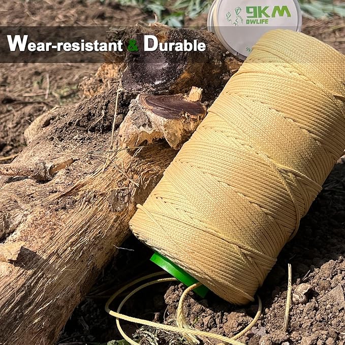 9KM DWLIFE Braided Kevlar Cord, 100lb~2000lb, High Tensile Strength, Abrasion, Flame Retardant, Kite String, Fishing Line, Model Rocket Shock, Tactical Survival Paracord