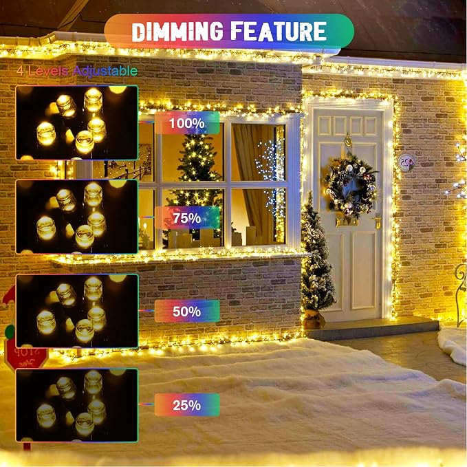 JMEXSUSS 2 Pack Solar String Lights Outdoor Waterproof, Total 400 LED 151FT Solar Christmas Lights Outdoor, 8 Modes Christmas Light for Outside Patio Yard Tree Decorations, Warm White to Multicolor